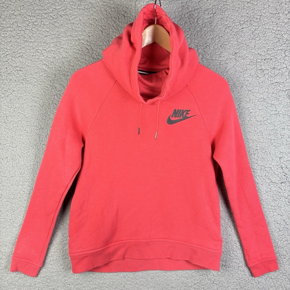 Nike Womens Hoodie XS Red Sportswear Rally Funnel Neck Pullover Athleisure‎ VGUC